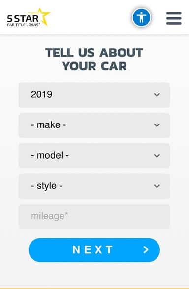 5 Star Car Title Loans- Second step - apply online 5 Star Car Title Loans- Second step - apply online