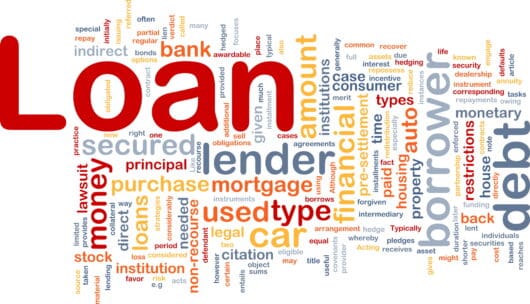 Background with words related to loans