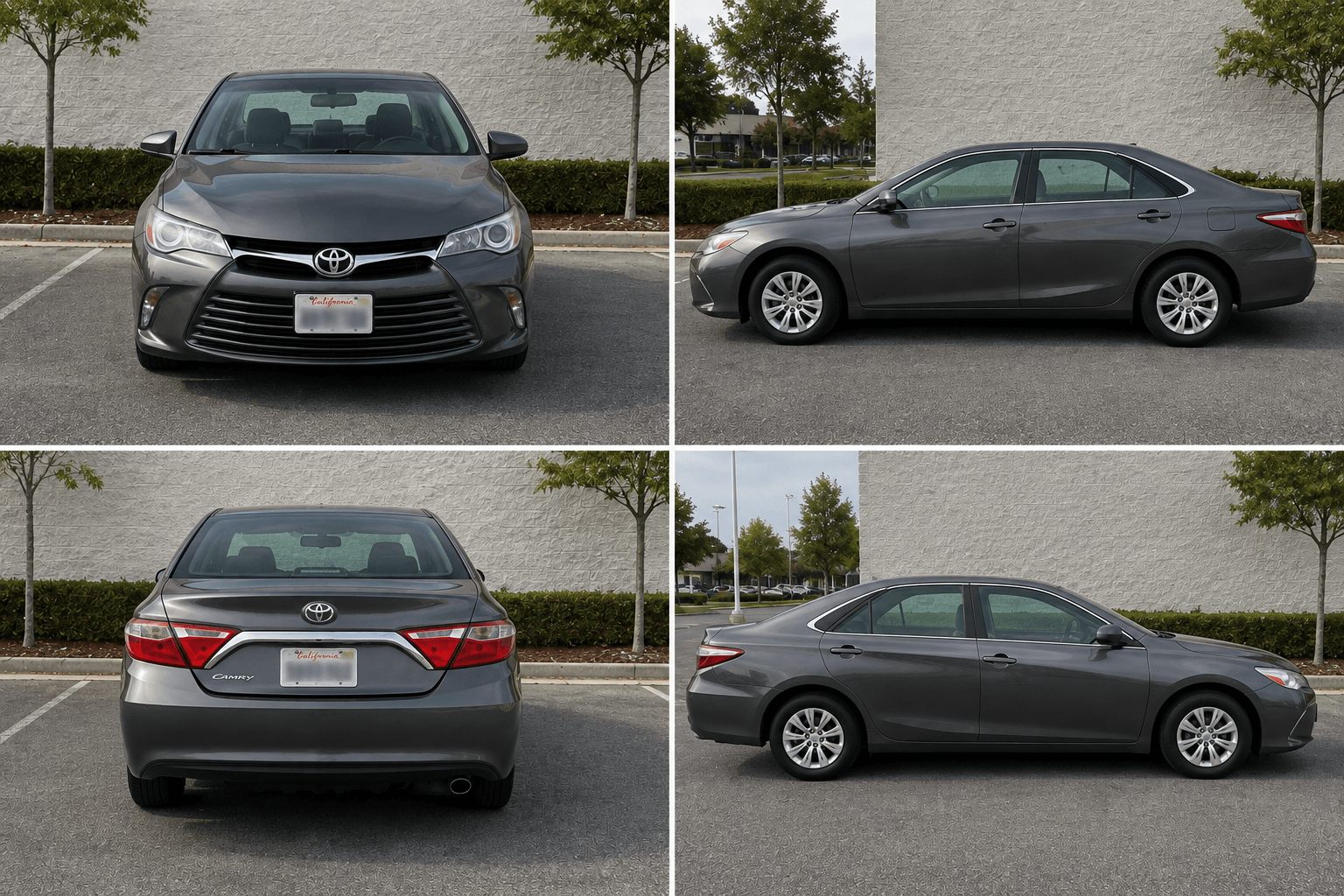 Example photo: all four sides of a 2017 Toyota Camry photographed for an online title loan